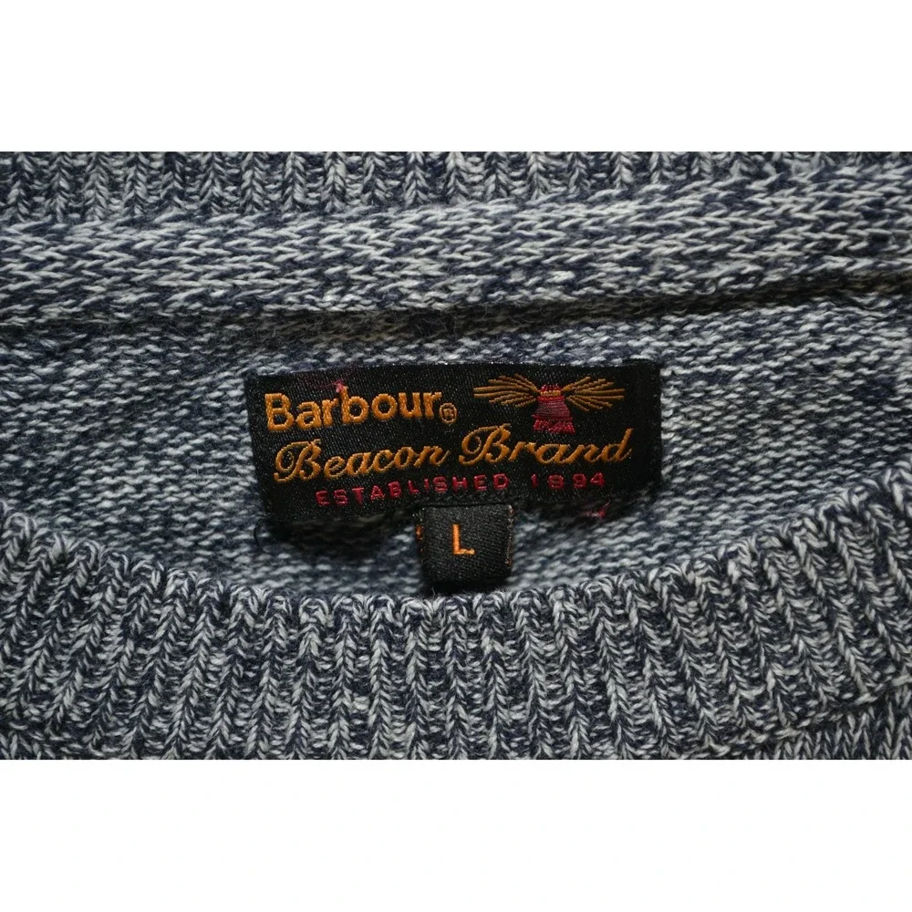 Barbour Beacon Brand Sweater Mens Large Blue Cotton Crewneck‎ Knit Pullover